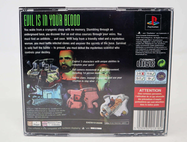 Vintage 1997 90s Playstation 1 PS1 Overblood A 3-D Sci-Fi Adventure Video Game Pal 1 Player