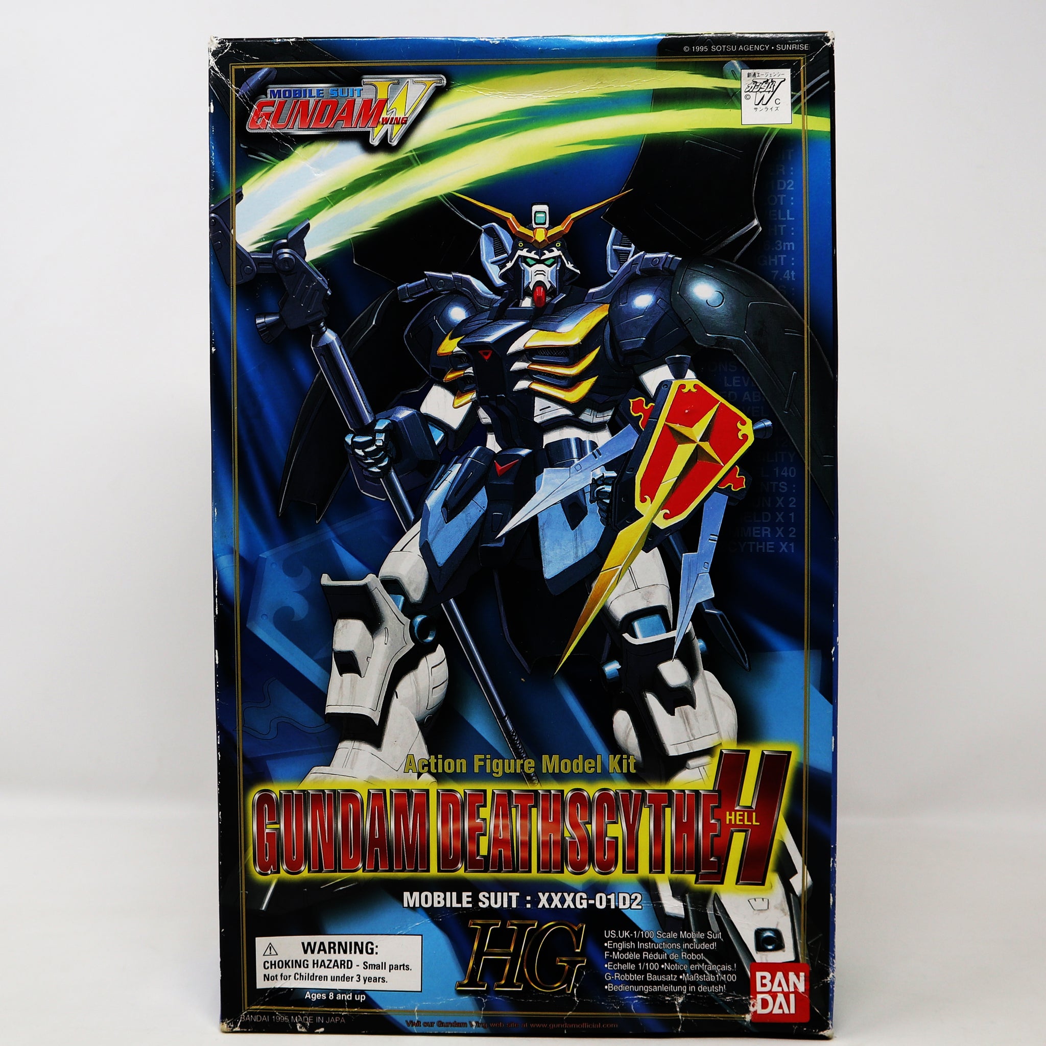 Vintage 1995 90s Bandai W-Gundam Wing Gundam Deathscythe Hell Mobile Suit XXXG-01D2 HG 1/100 Scale Action Figure Model Kit Assembled Boxed Japan