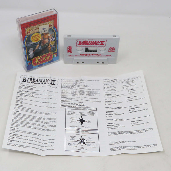 Vintage 1989 80s Commodore 64 C64 CBM 64 / 128 Barbarian II 2 The Dungeon Of Drax Cassette Tape Video Game