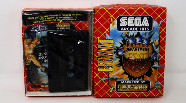 Vintage 1990 90s Commodore 64 C64 CBM 64 / 128 U.S. Gold Sega Arcade Hits Eswat Cassette Tape Video Game Boxed