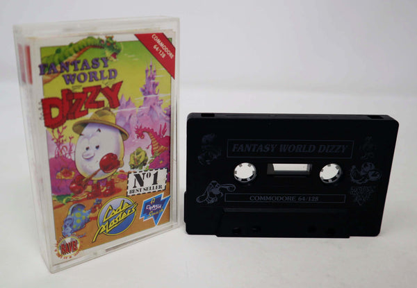 Vintage 1980s Commodore 64 C64 64 / 128 Fantasy World Dizzy Cassette Tape Video Game
