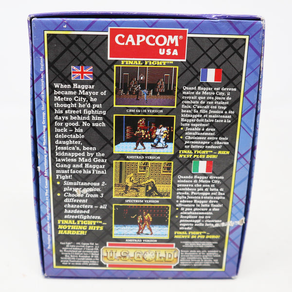 Vintage 1991 90s Commodore 64 C64 CBM 64 / 128 Capcom U.S. Gold Final Fight Cassette Tape Video Game Boxed Retro