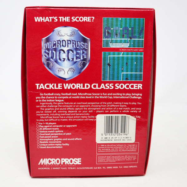 Vintage 1988 80s Commodore 64 C64 CBM 64 / 128 MicroProse Soccer The Football Simulation Cassette Tape Video Game Boxed Retro