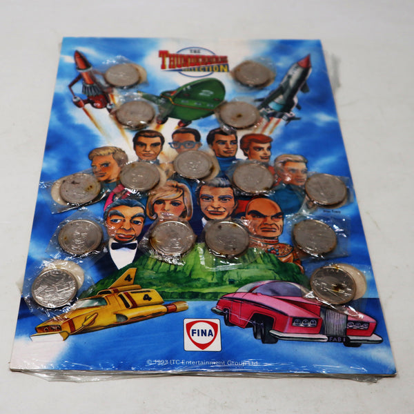 Vintage 1993 90s Fina ITC Entertainment Thunderbirds The Thunderbirds Collection Coin Medal Wall Chart Carded MOC Sealed Rare Gerry Anderson