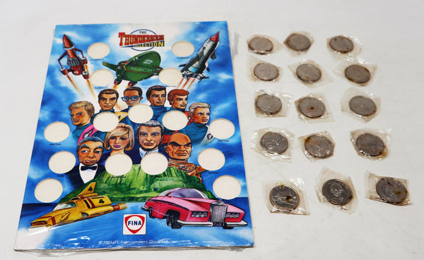 Vintage 1993 90s Fina ITC Entertainment Thunderbirds The Thunderbirds Collection Coin Medal Wall Chart Carded MOC Sealed Rare Gerry Anderson