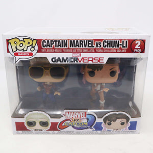 Funko POP! Games Marvel Vs. Capcom Infinite Captain Marvel Vs. Chun-Li Marvel Gamerverse Vinyl Bobble-Heads Figures 2 Pack Set Boxed