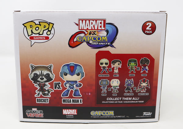 Funko POP! Games Marvel Vs. Capcom Infinite Rocket Vs. Mega Man X Marvel Gamerverse Vinyl Bobble-Heads Figures 2 Pack Set Boxed