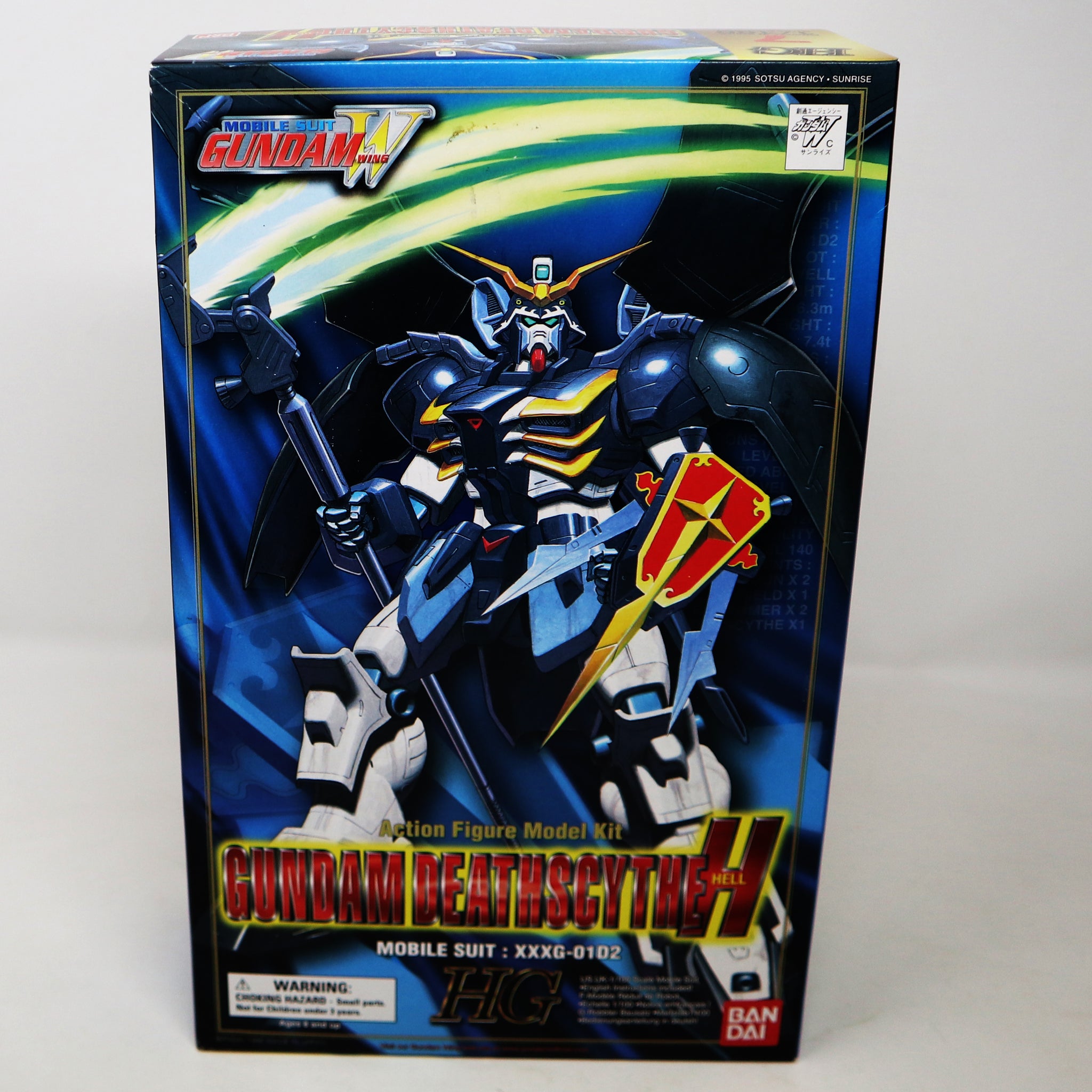 Vintage 1995 90s Bandai W-Gundam Wing Gundam Deathscythe Hell Mobile Suit XXXG-01D2 HG 1/100 Scale Action Figure Model Kit Unassembled Boxed Japan