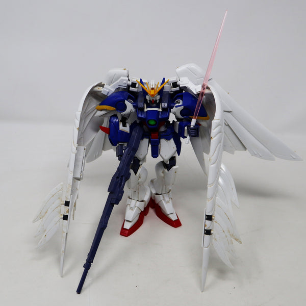 Vintage 1997 90s Bandai Gundam W Wing W-Gundam Zero Custom Mobile Suit XXXG-00W0 Wing Gundam 0 HG 1/100 Scale Model Kit Assembled Boxed Japan