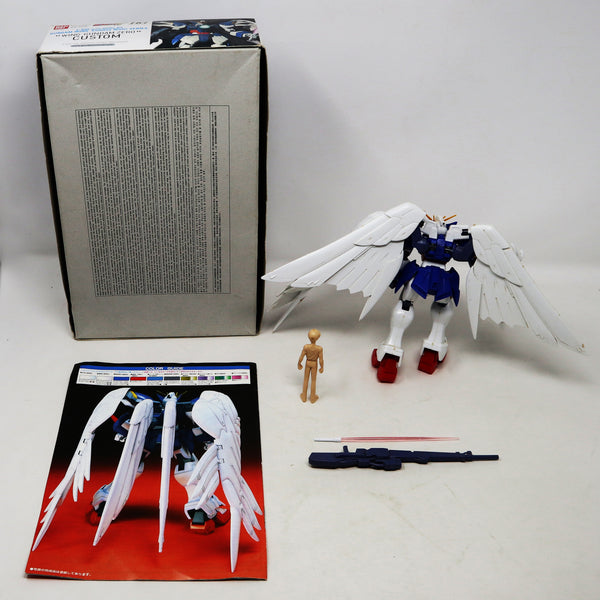 Vintage 1997 90s Bandai Gundam W Wing W-Gundam Zero Custom Mobile Suit XXXG-00W0 Wing Gundam 0 HG 1/100 Scale Model Kit Assembled Boxed Japan