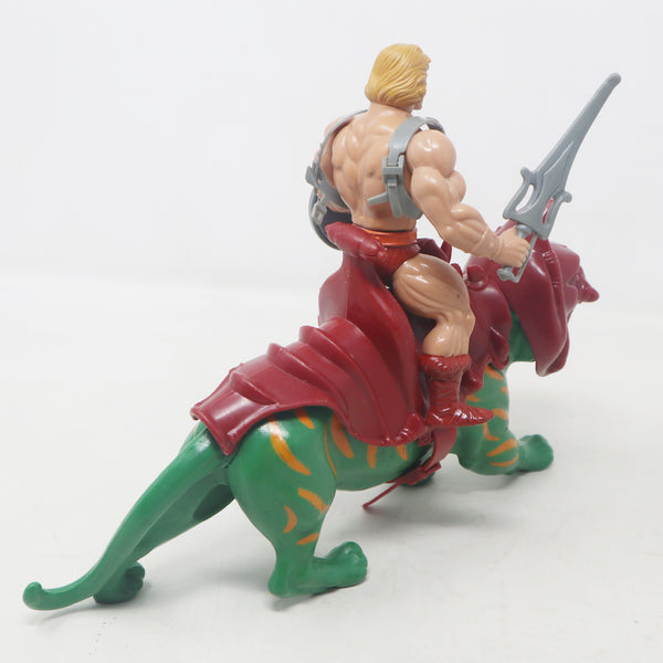 Vintage 1981 80s Mattel MOTU Masters Of The Universe He-Man & Battle Cat Battlecat Action Figures Lot Rare Retro