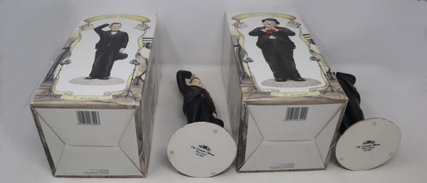 Vintage 1997 90s The Leonardo Collection Stan Laurel & Oliver Hardy Figures Figurines Ornaments Knick Knacks Boxed Rare