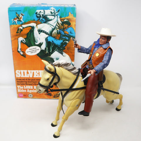Vintage 1973 70s Marx Toys The Lone Ranger Silver Stallion Horse Boxed + The Lone Ranger 9.5" Fully Jointed Action Figure Rare