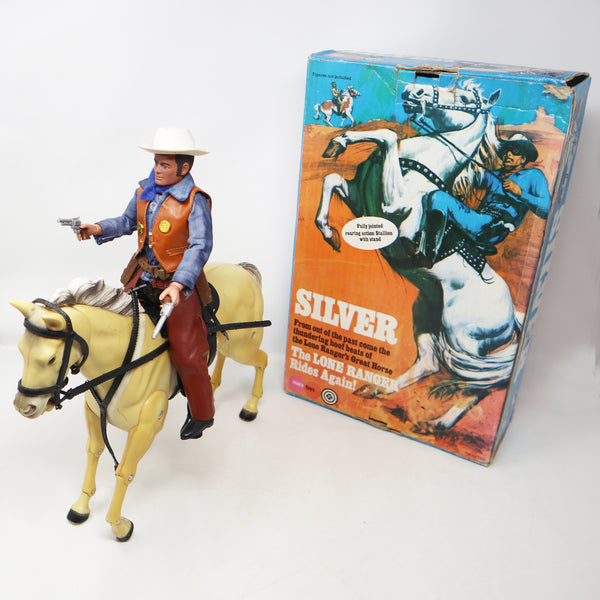 Vintage 1973 70s Marx Toys The Lone Ranger Silver Stallion Horse Boxed + The Lone Ranger 9.5" Fully Jointed Action Figure Rare