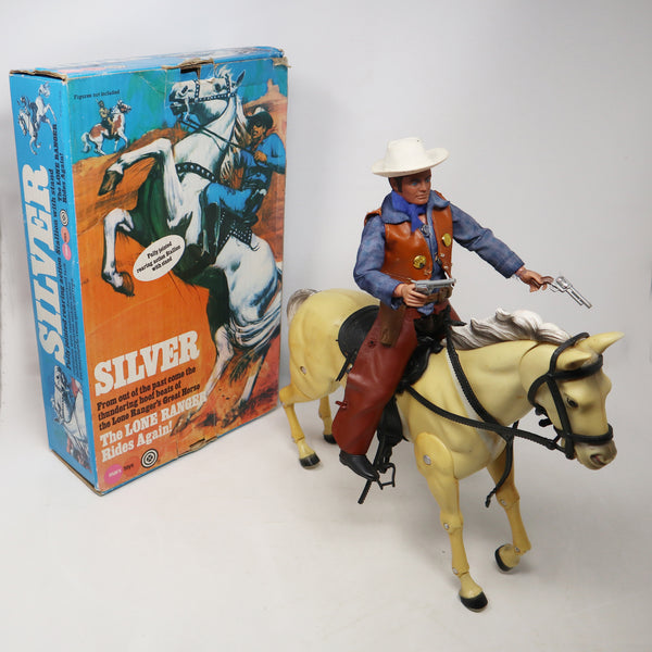 Vintage 1973 70s Marx Toys The Lone Ranger Silver Stallion Horse Boxed + The Lone Ranger 9.5" Fully Jointed Action Figure Rare