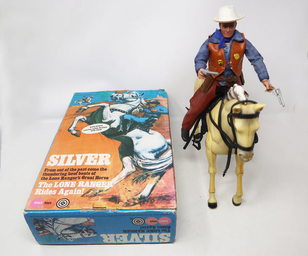 Vintage 1973 70s Marx Toys The Lone Ranger Silver Stallion Horse Boxed + The Lone Ranger 9.5" Fully Jointed Action Figure Rare