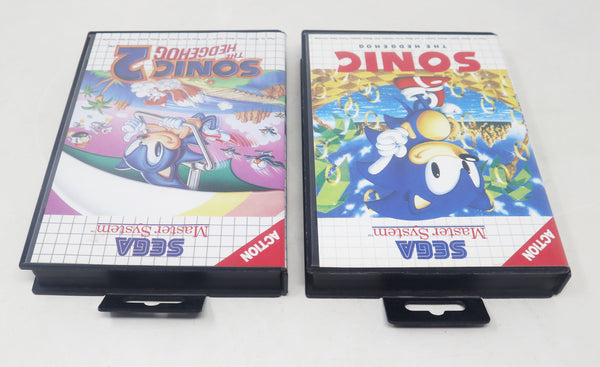 Vintage 1991 1992 90s Sega Master System Sonic The Hedgehog 1 & 2 Games Lot Pal 1 Player Retro