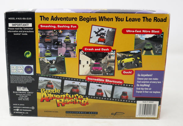 Vintage 1999 90s Nintendo 64 N64 Beetle Adventure Racing! Cartridge Video Game Boxed Pal Version 1-4 Players Retro
