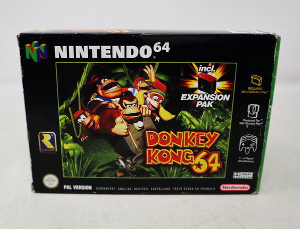Vintage 1999 90s Nintendo 64 N64 Donkey Kong 64 Racing Cartridge Video Game Boxed Pal Version 1-4 Players Retro (No Expension Pak)