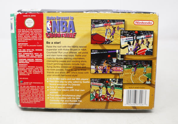 Vintage 1998 90s Nintendo 64 N64 Kobe Bryant in NBA Courtside Basketball Sports Video Game Boxed Pal Version 1-4 Players Retro