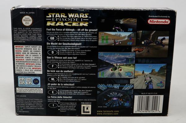 Vintage 1999 90s Nintendo 64 N64 Star Wars Episode I Racer Video Game Boxed Pal 2 Players