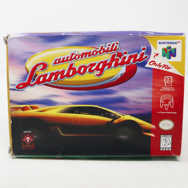 Vintage 1996 90s Nintendo 64 N64 Automobili Lamborghini Racing Video Game Boxed USA NTSC 1-4 Players