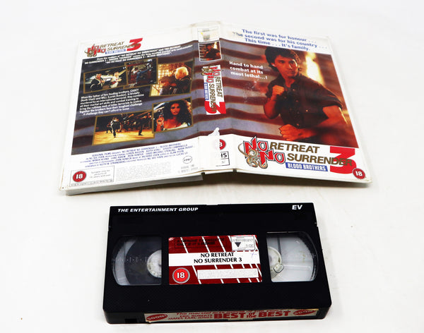 Vintage No Retreat No Surrender 3 Blood Brothers VHS Video Home System Tape Rare Big Box Version Martial Arts Movie Film Retro (Copy)