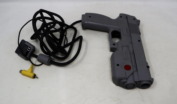 Vintage 1997 90s Sony Playstation PS1 Namco Point Blank Video Game + 1996 G-Con45 Light Gun Controller Pal NPC-103 Retro Gaming