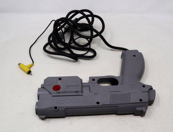 Vintage 1997 90s Sony Playstation PS1 Namco Point Blank Video Game + 1996 G-Con45 Light Gun Controller Pal NPC-103 Retro Gaming