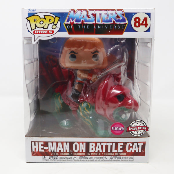 2021 Funko POP! Rides 84 Mattel Masters Of The Universe MOTU He-Man On Battle Cat Vinyl Figures Set Boxed Flocked Special Edition