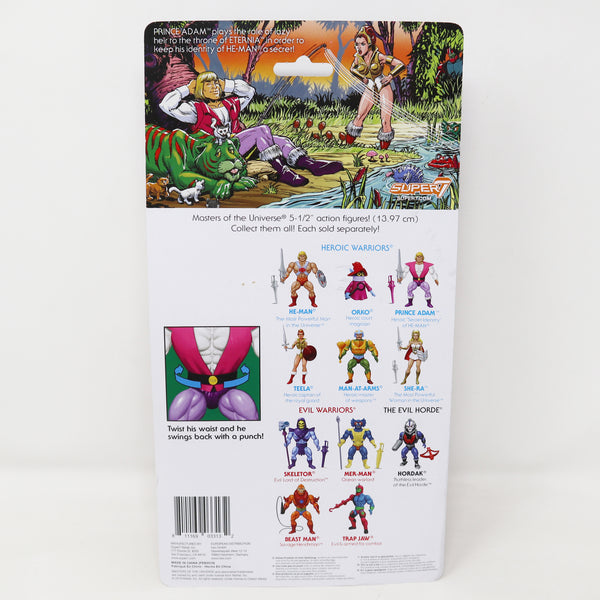 2019 Mattel He-Man MOTU Masters Of The Universe Super7 Series Prince Adam Action Figure Carded MOC Rare Retro