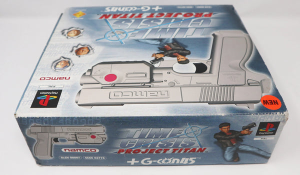 Vintage 2001 Sony Playstation PS1 Namco Time Crisis Project Titan Video Game + G-Con45 Light Gun Controller Pal Boxed SLEH-00007 SCES-02776 Retro Gaming