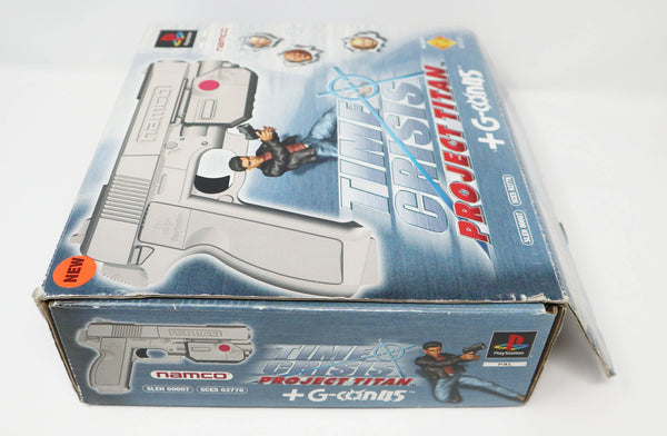 Vintage 2001 Sony Playstation PS1 Namco Time Crisis Project Titan Video Game + G-Con45 Light Gun Controller Pal Boxed SLEH-00007 SCES-02776 Retro Gaming