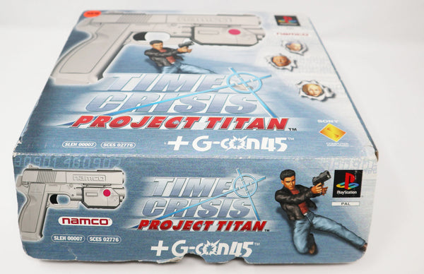 Vintage 2001 Sony Playstation PS1 Namco Time Crisis Project Titan Video Game + G-Con45 Light Gun Controller Pal Boxed SLEH-00007 SCES-02776 Retro Gaming