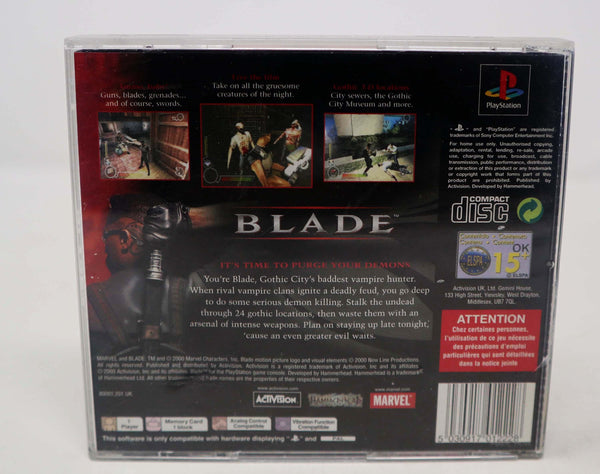 Vintage 2000 Playstation 1 PS1 Blade Video Game Pal Version 1 Player Marvel