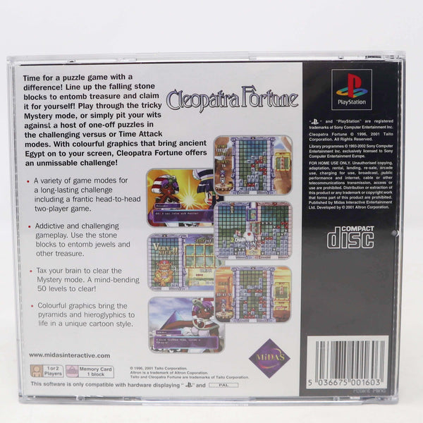 Vintage 2001 Playstation 1 PS1 Cleopatra Fortune Video Game Pal 1-2 Players