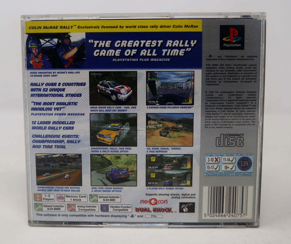 Vintage 1998 90s Playstation 1 PS1 Platinum Colin McRae Rally Video Game Pal 1-2 Players Car Racing