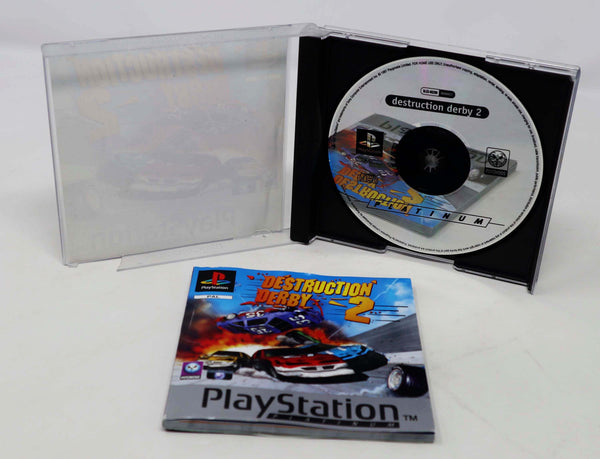 Vintage 1997 90s Playstation 1 PS1 Platinum Destruction Derby 2 Video Game Pal 1 Players Car Racing