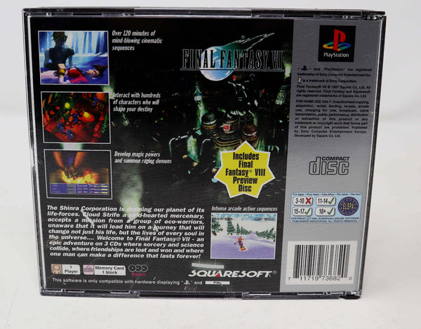 Vintage 1997 90s Playstation Platinum PS1 Final Fantasy VII 7 Video Game Pal Version 1 Player