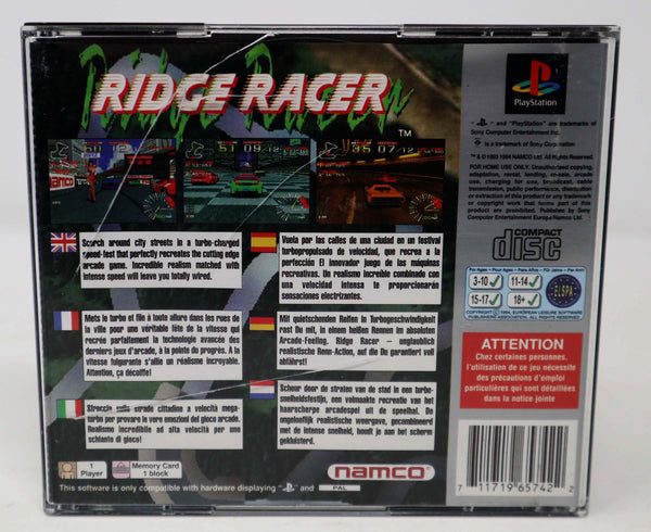 Vintage 1994 90s Playstation 1 PS1 Platinum Ridge Racer Video Game Pal 1 Player Car Racing