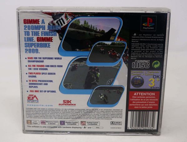 Vintage 1999 90s Playstation 1 PS1 Superbike 2000 Video Game Pal 1-2 Players Motorbike Motorcycle Racing