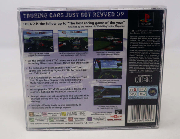 Vintage 1998 90s Playstation 1 PS1 TOCA 2 Touring Cars Video Game Pal 1-2 Players Car Racing