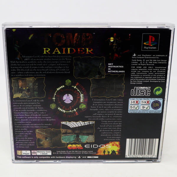Vintage 1996 90s Playstation 1 PS1 Platinum Tomb Raider Lara Croft Video Game Pal Version 1 Player Retro