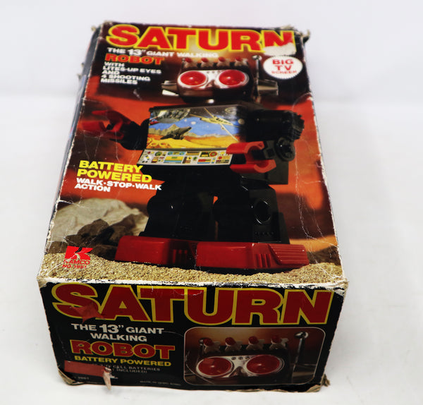 Vintage Saturn The 13" Giant Walking Robot Toy Figure Boxed Rare Battery Powered Light-Up Eyes (Walk-Stop-Walk Action Not Working)