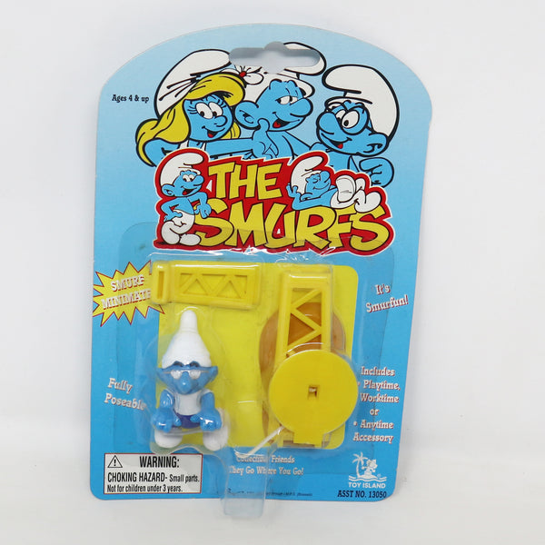 Vintage 1996 90s Toy Island Peyo The Smurfs Smurf Minimates Swimmer Diver Fully Poseable 2" Figure No. 13050 MOC Carded Retro