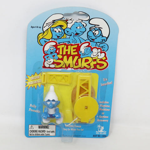 Vintage 1996 90s Toy Island Peyo The Smurfs Smurf Minimates Swimmer Diver Fully Poseable 2" Figure No. 13050 MOC Carded Retro