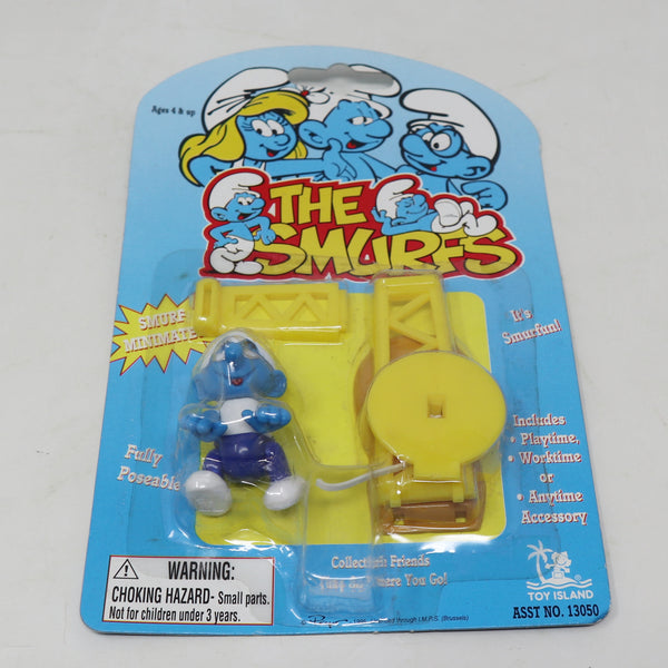 Vintage 1996 90s Toy Island Peyo The Smurfs Smurf Minimates Swimmer Diver Fully Poseable 2" Figure No. 13050 MOC Carded Retro