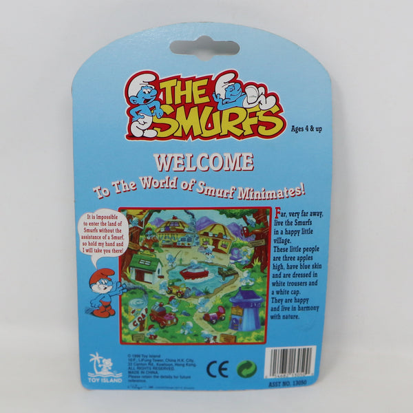 Vintage 1996 90s Toy Island Peyo The Smurfs Smurf Minimates Swimmer Diver Fully Poseable 2" Figure No. 13050 MOC Carded Retro
