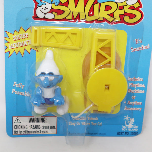 Vintage 1996 90s Toy Island Peyo The Smurfs Smurf Minimates Swimmer Diver Fully Poseable 2" Figure No. 13050 MOC Carded Retro