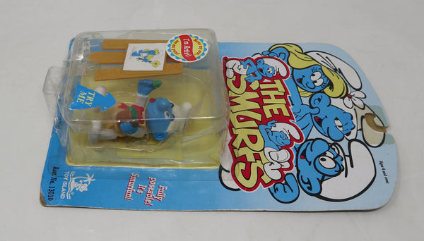 Vintage 1996 90s Ideal Toy Island Peyo The Smurfs Smurf Painting Artist Fully Poseable 3" Animated Action Figure No. 13010 MOC Carded Retro